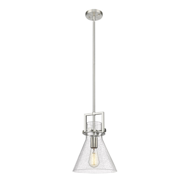 Luminaire suspendu avec tige 30 po Coterie, Bullé, Nickel satiné, H 13,63 po x l 10 po x P 10 po