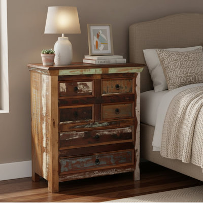 Camran 6 Drawers Antique Solid Wood Cabinet