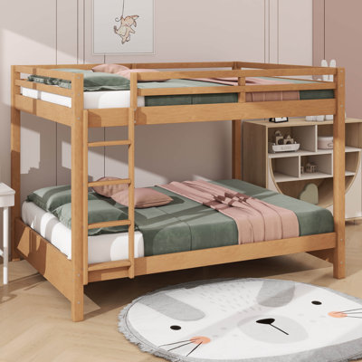 Lit superposé en bois robuste avec échelle et barrière de sécurité