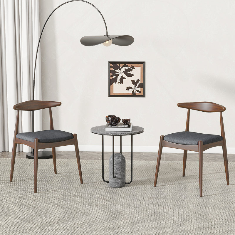 Chaises en tissu, ensemble de 2, Gris anthracite, Noyer