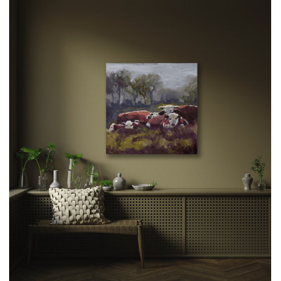 Cinq vaches - reproduction d'artiste sur toile