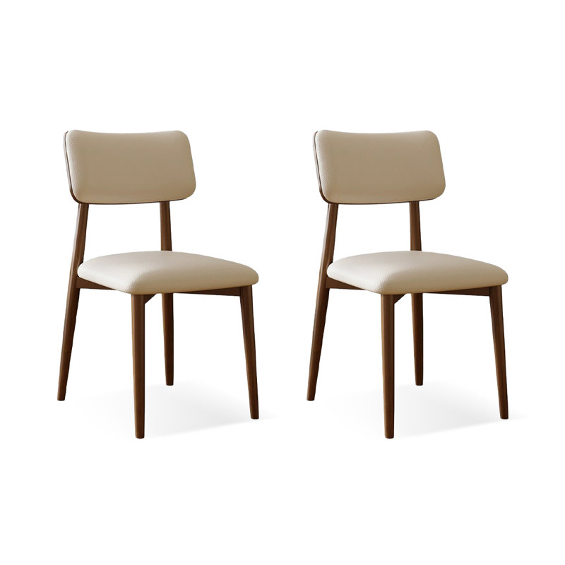 Beige-white+Nut-brown Solid back side Chair(Set of 2)