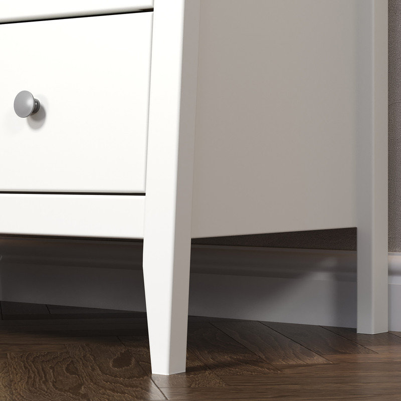 Solid Wood 5 Drawer Dresser, White