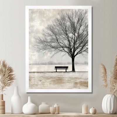 Winter Landscape Evening Golden Glow - Winter Tree Wall Art, Grey Seasonal Canvas Print