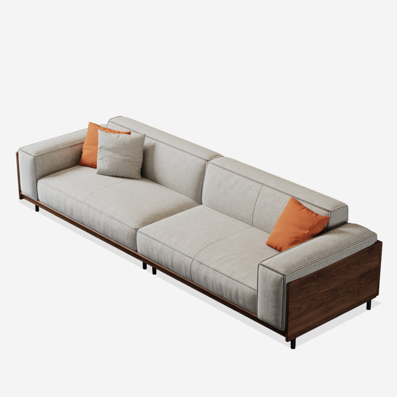Nyair 110.24'' Square Arms Compliant Sofa，Solid Wood Frame Couch