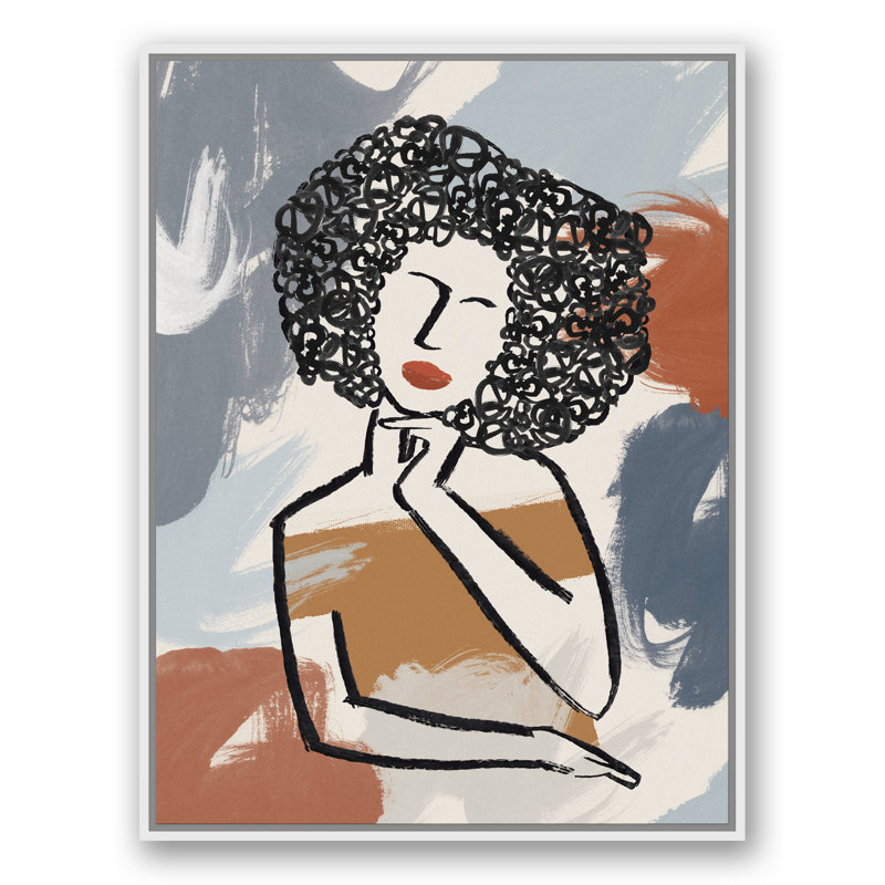 Dame réfléchie - imprimé, Toile à cadre flottant blanc, H 41,75 po x l 31,75 po x P 1,75 po