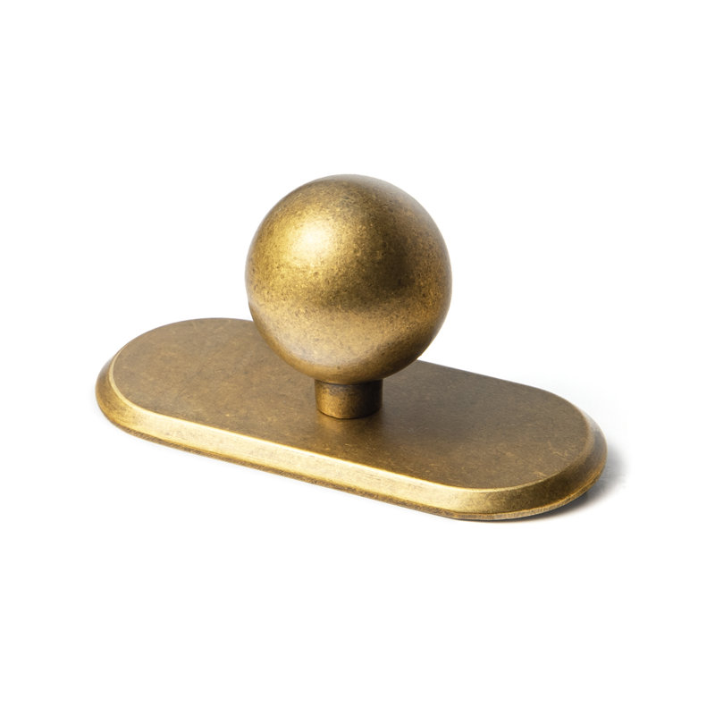 Bouton rond de 1 po avec contre-plaque, Laiton antique