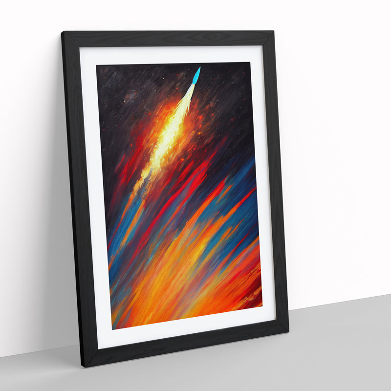 XV1022-606X An Extraordinary Spaceship Rocket - Single Picture Frame Print, Black, 64cm H x 46cm W