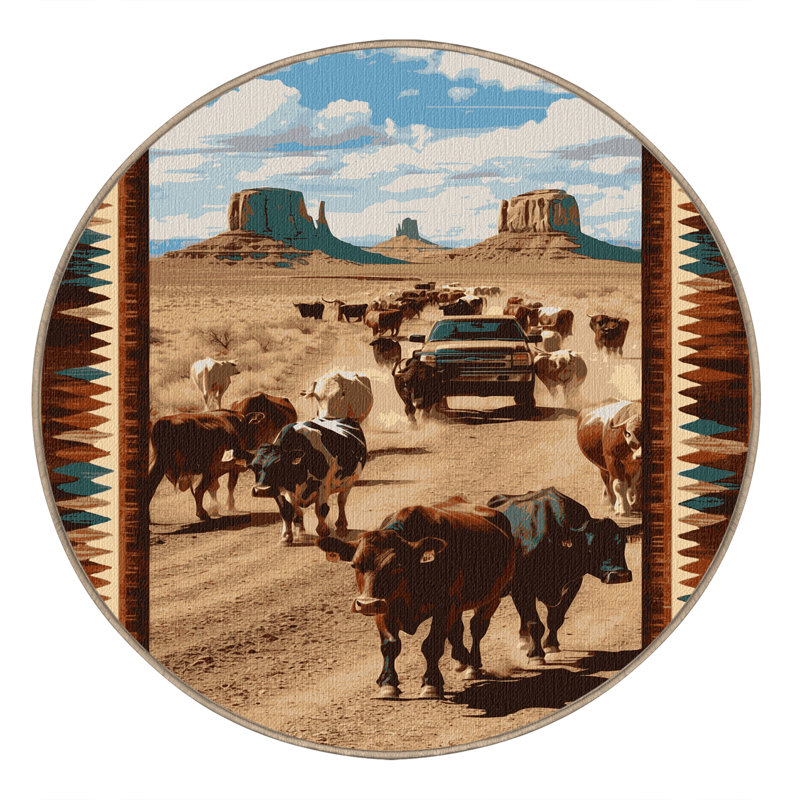  Tapis du sud-ouest lavable, Rond 7 pi