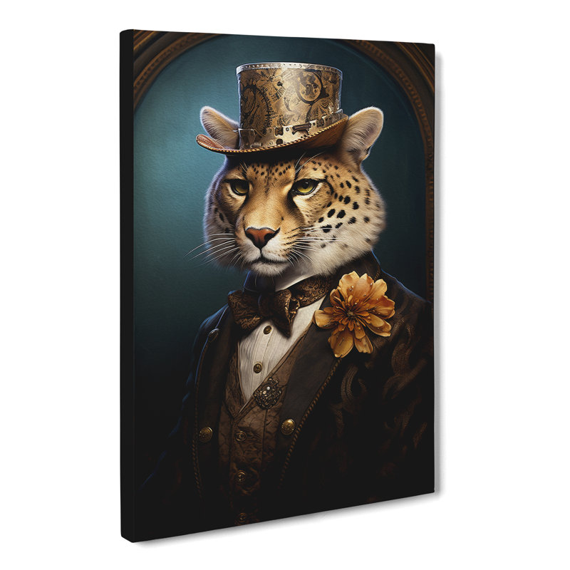Cheetah Victorian Art No.2 - Wrapped Canvas, 76cm H x 50cm W x 3cm D