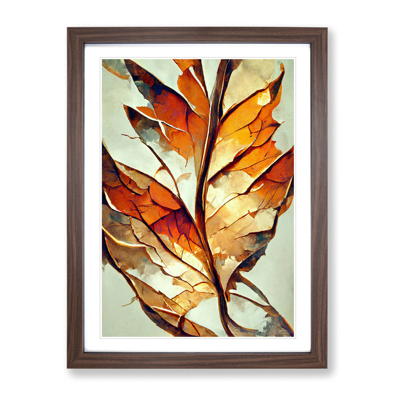 Abstract Autumn Leaf No.4 - Framed Print, 64cm H x 46cm W x 2cm D, Walnut