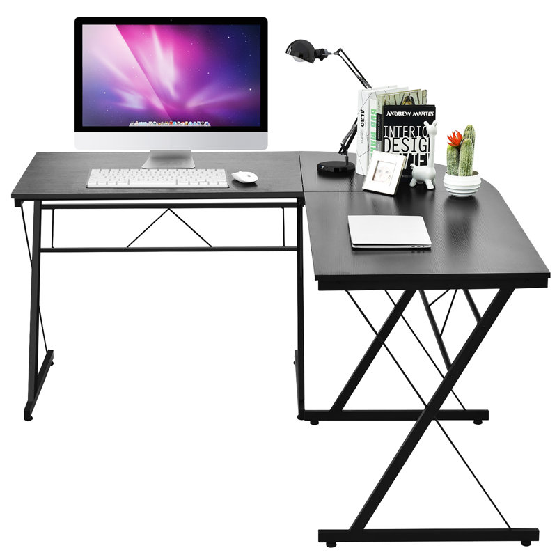 Bureau en L pour bureau à domicile, Noir