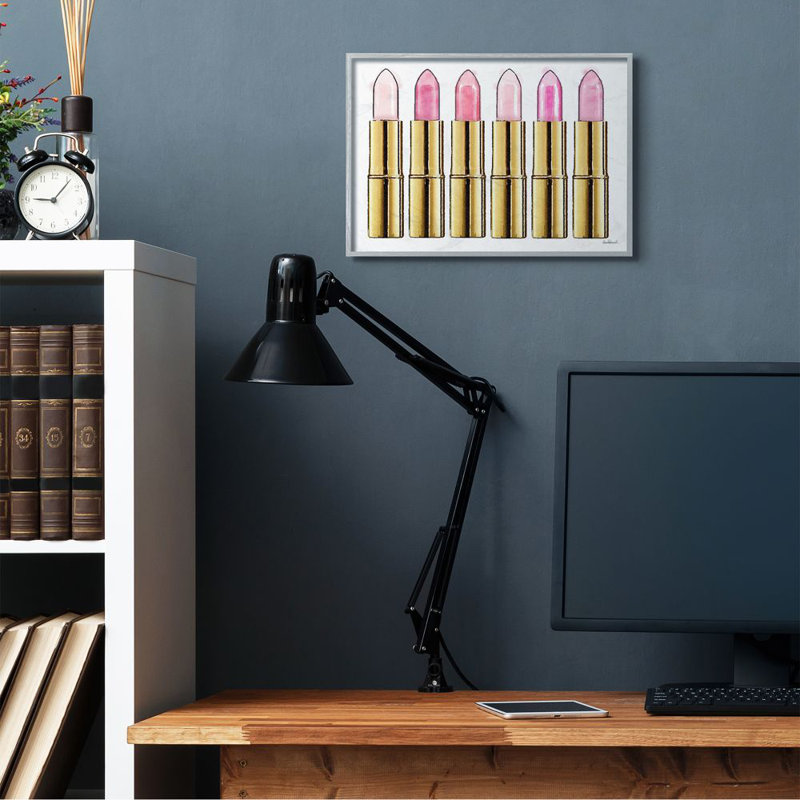 «Pink Gold Rouge à lèvres Glam» par Amanda Greenwood - reproduction d'art, H 16 po x l 20 po, Estampe numérique Farmhouse