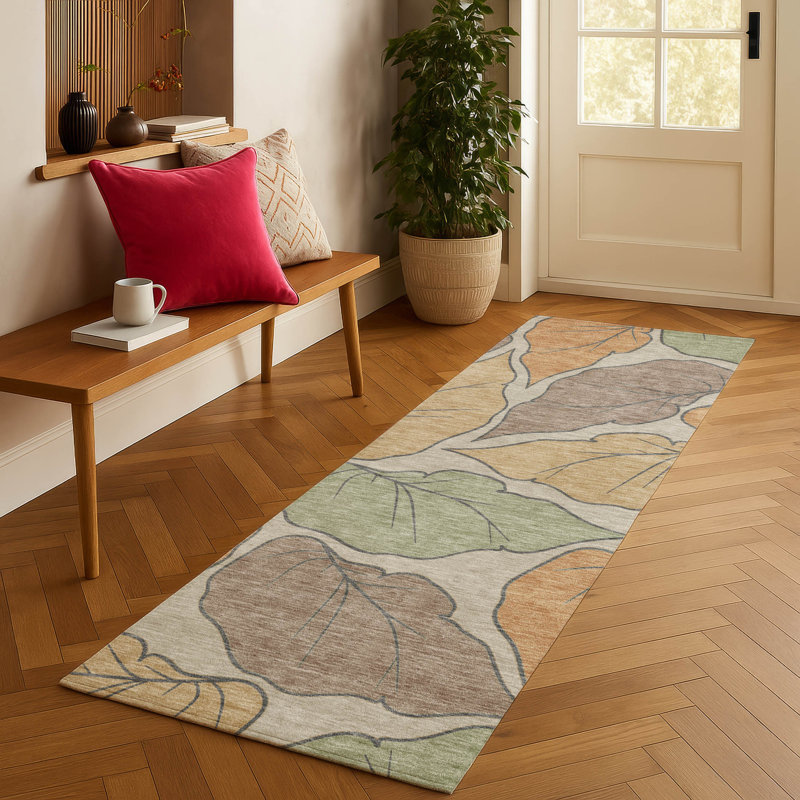 Machine Washable Indoor/Outdoor Braegger ACN2348 Botanical Rug, Runner 2'3" x 7'6"