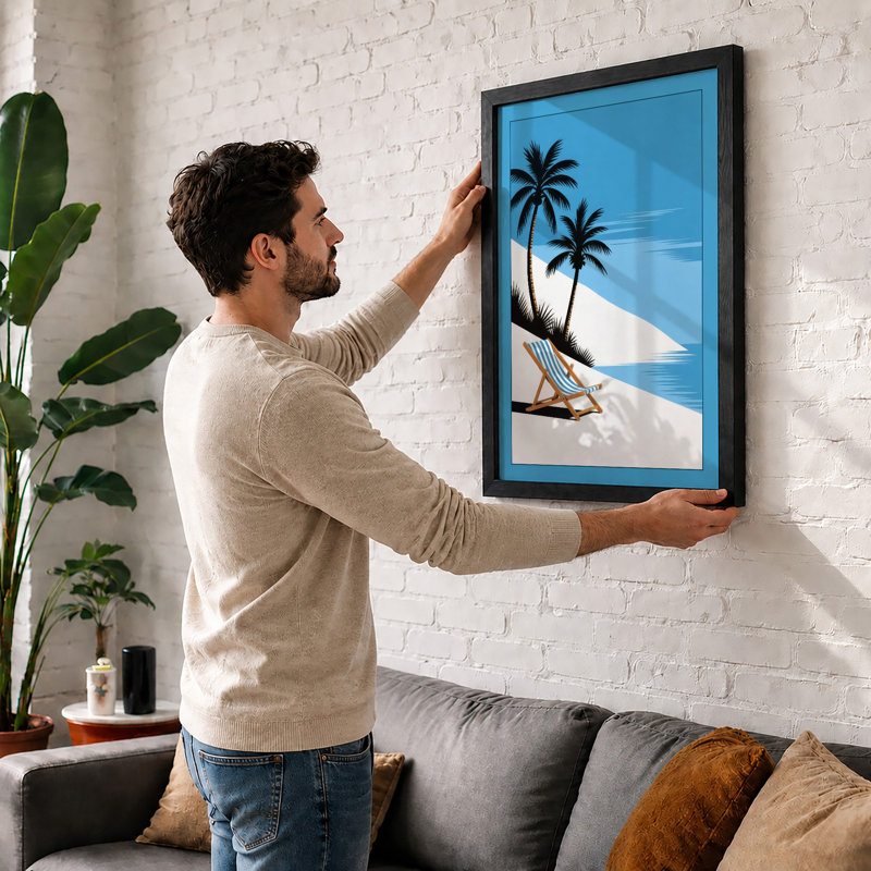 Dune Retreat Coastal - Framed Print, A3 - 42.0 x 29.7 cm, White
