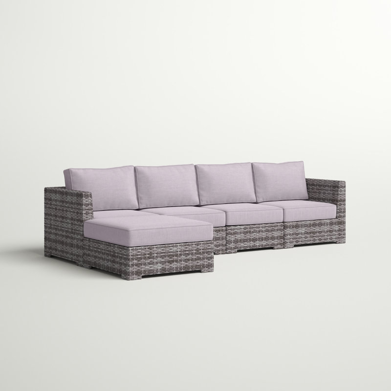 Canapé modulaire d'extérieur réversible en osier de 122 po avec coussins Moonachie