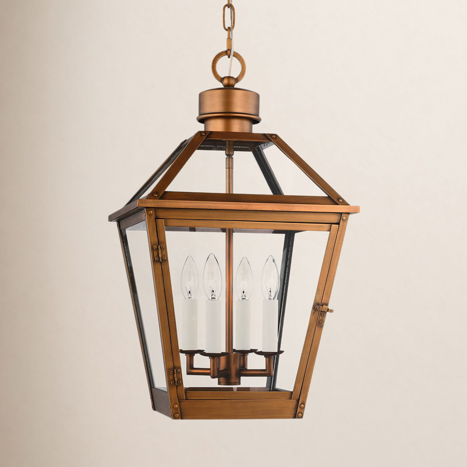 Transparent Outdoor Pendant, Natural Copper