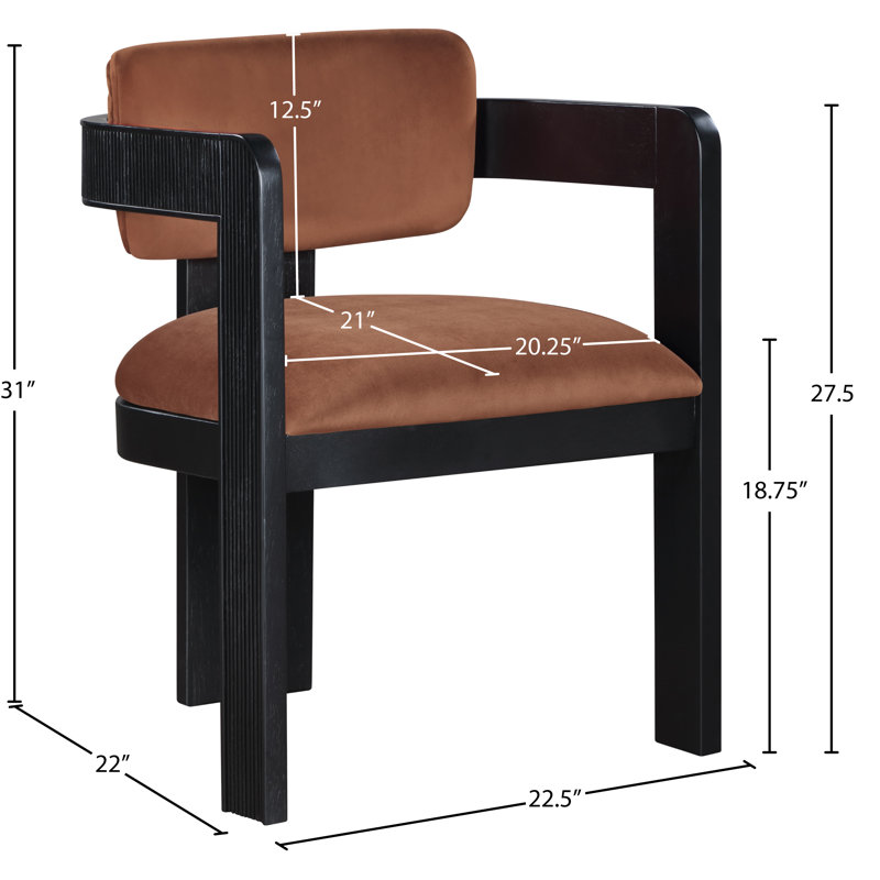 Chaise rembourrée Sacha Frink, Cognac velours, Noir