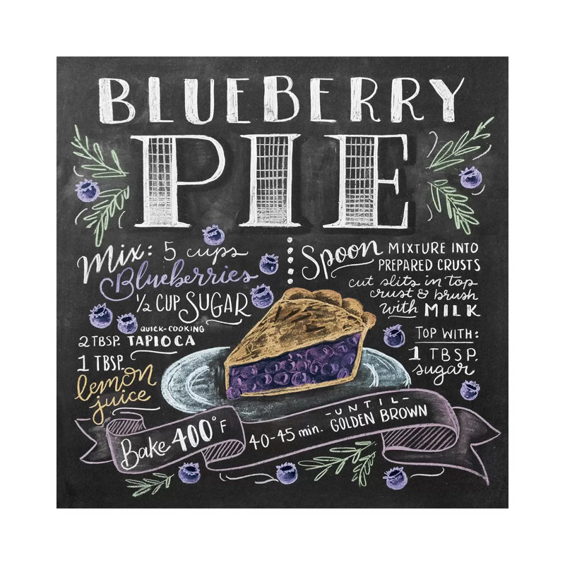 Blueberry Pie Recipe - Print on Canvas, 66.04cm H x 66.04cm W x 3.81cm D, Wrapped Canvas