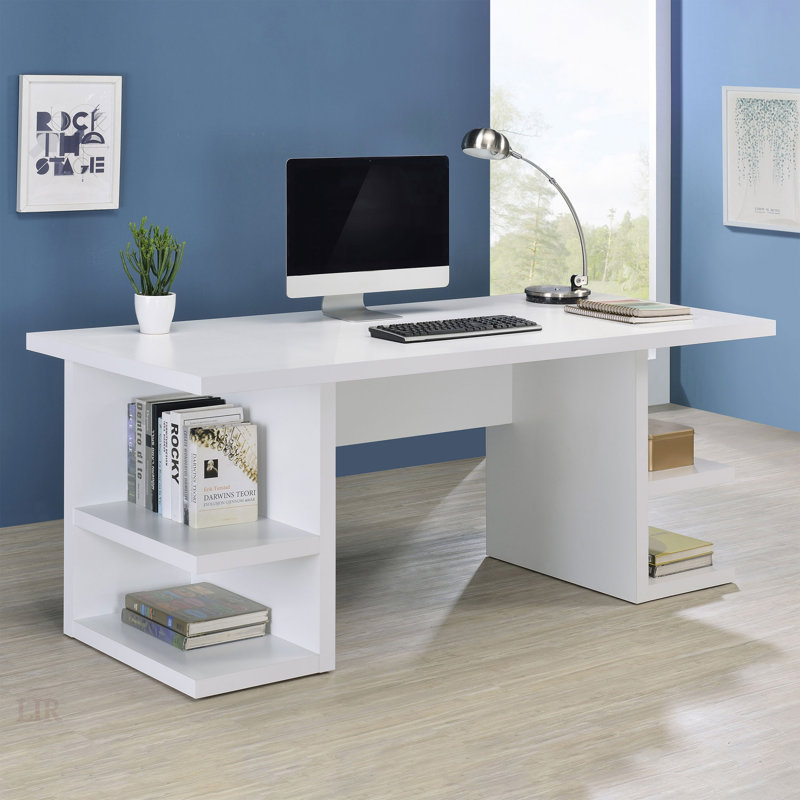 Bureau d'écriture Hannah à 4 tablettes avec plateau de table spacieux et espace de travail moderne Hannah