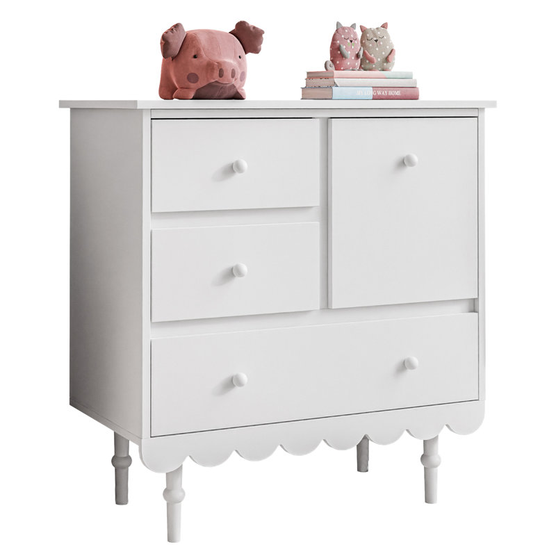 Siegmeyer Solid Wood Chest of Drawers with 3 Drawers, White