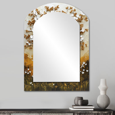 Gold And White Woman Silhouette Basswood III - White Traditional Arch Wall Mirror