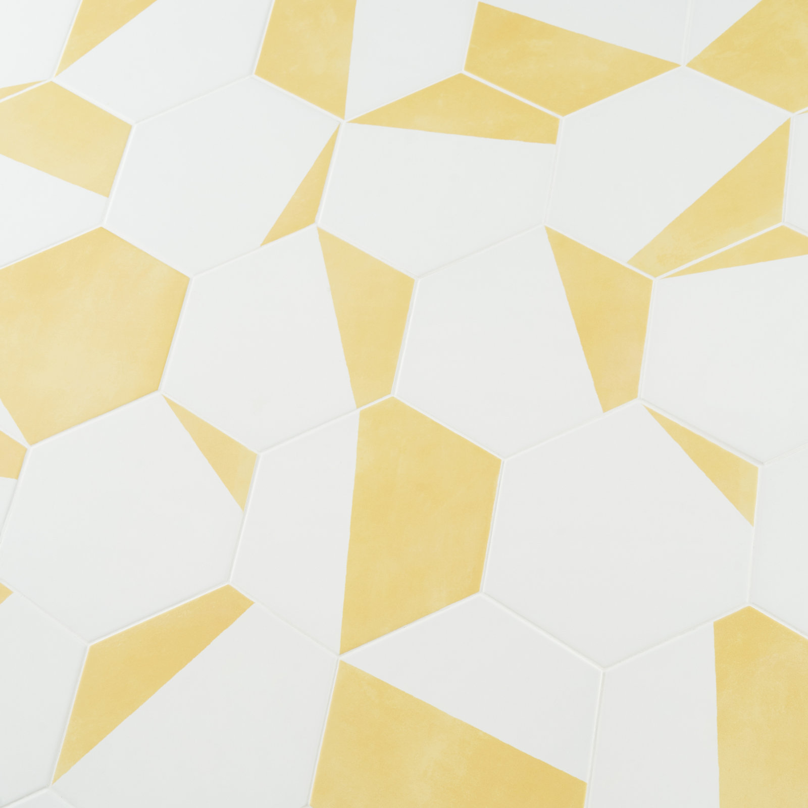 GeoHex Burst 8" Porcelain Tile, Yellow