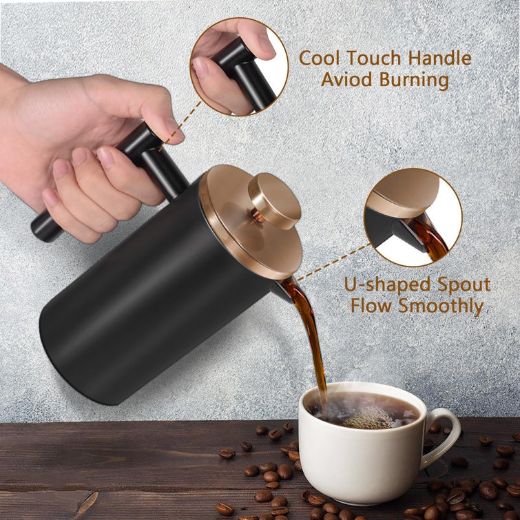 12 Oz Cup French Press Coffee Maker XIXIXIANGRONGAA Black Mini