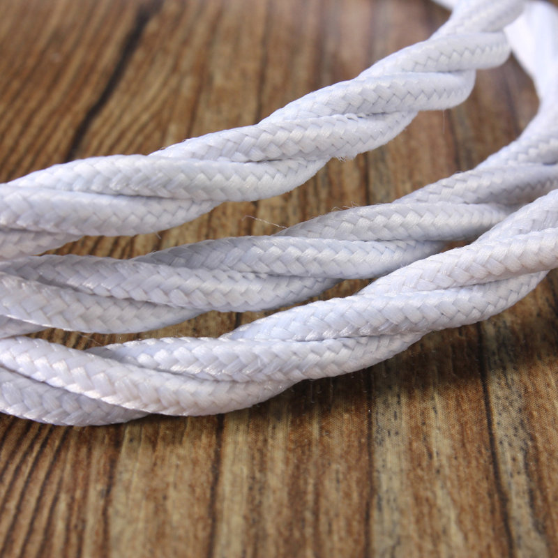 Harber 2Core Twisted Vintage Coloured 0.75Mm Braided Fabric Flexible Electrical UK Lighting Wire Cable, White