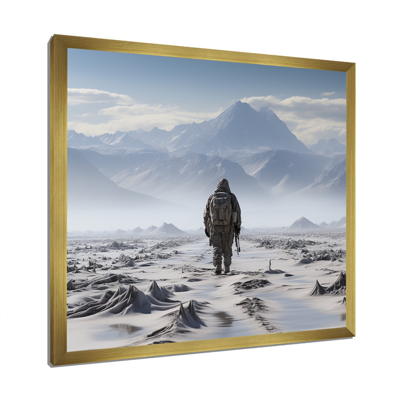 «Military War Landscape Silent témoin» sur toile, H 24 po x l 24 po x P 1 po, Cadre doré simple