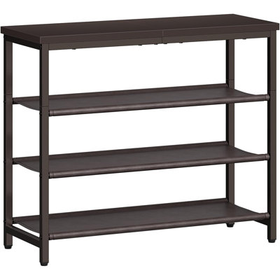 Shoe Rack With 3 Pu Shelves, 4-tier Shoe Storage Organizer For Closet And Entryway, Holds 9-12 Pairs Of Shoes, Sturdy Metal Frame, Small Spaces, Brown
