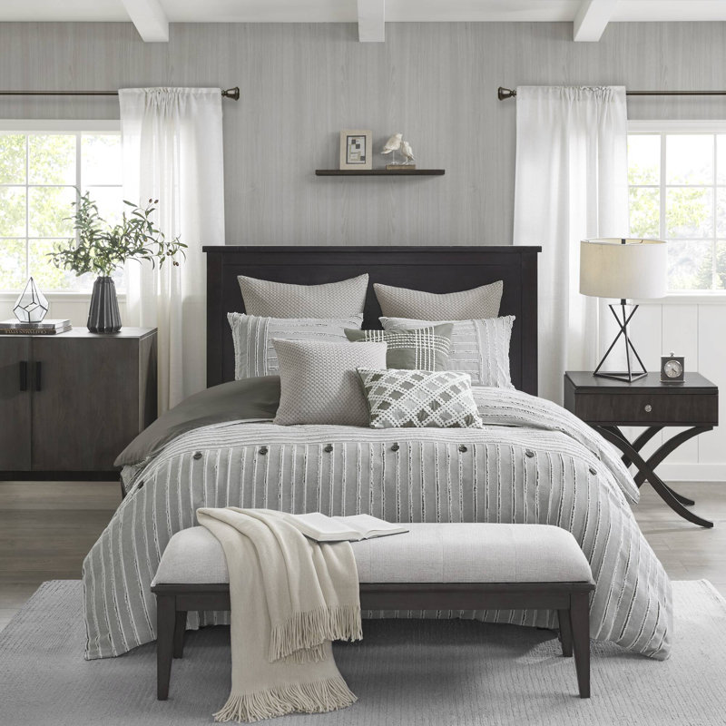 Ensemble d'édredon surdimensionné 100% jacquard Essence, Grey, Queen