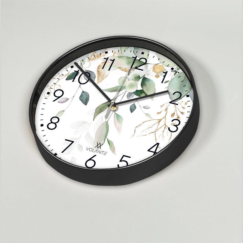 Cobleskill Elegant Decorative Wall Clock, 12 in Diameter, 1.8 in Thick | 100% Plastic Frame, Real Glass Cover | Perfect for Home Décor, Living Room, and Office | Stylish Timepiece with Modern Design