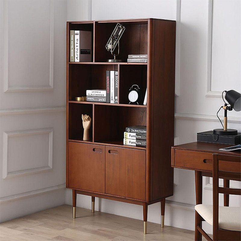 Solid wood floor bookcase display cabinet