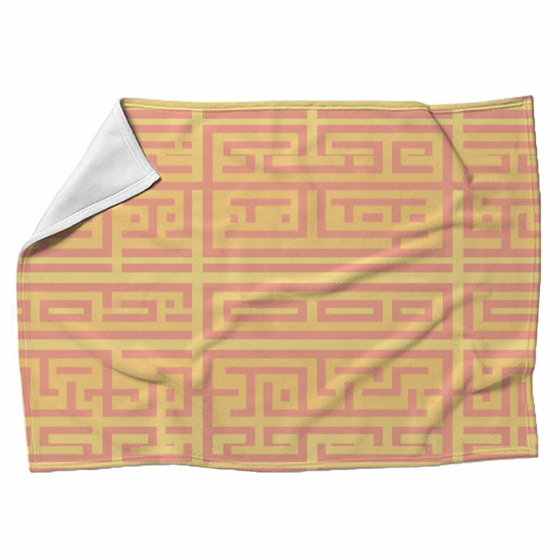 Machine Printed Throw Blanket, Geometric, Twin, Pink/Yellow