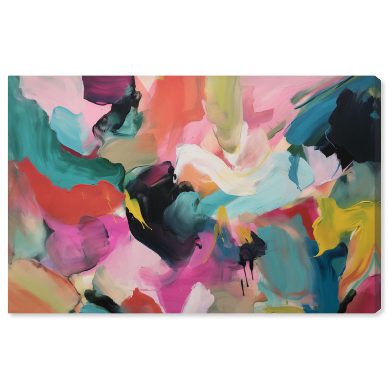 Abstrait coloré sur toile colorée par Art Remedy, H 16 po x l 24 po x P 1,5 po, Toile tendue