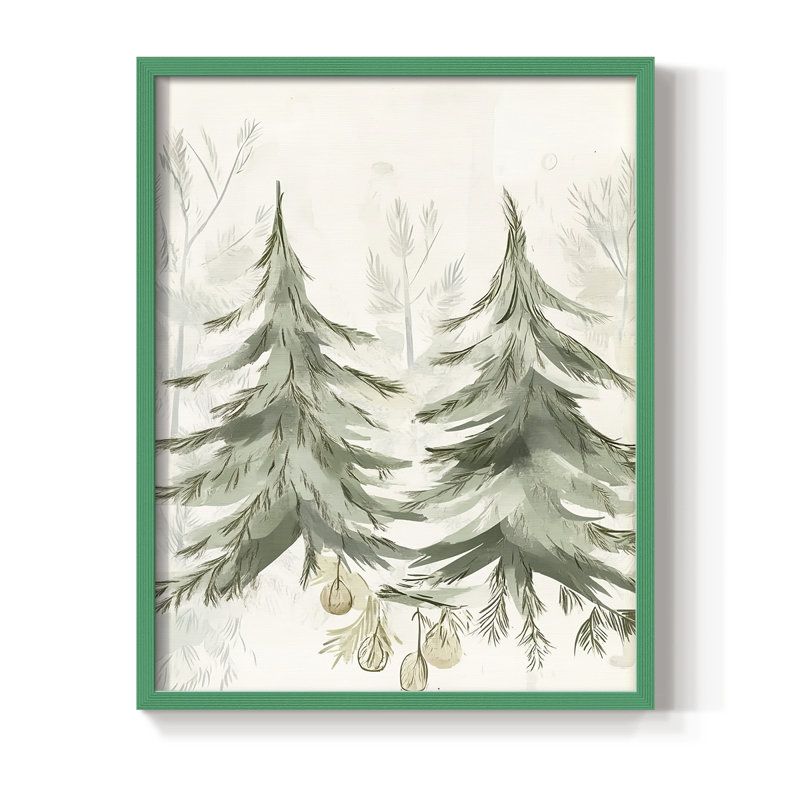«Christmas Holiday Art CDII», reproduction encadrée - bois massif, H 15 po x l 12 po, Vert