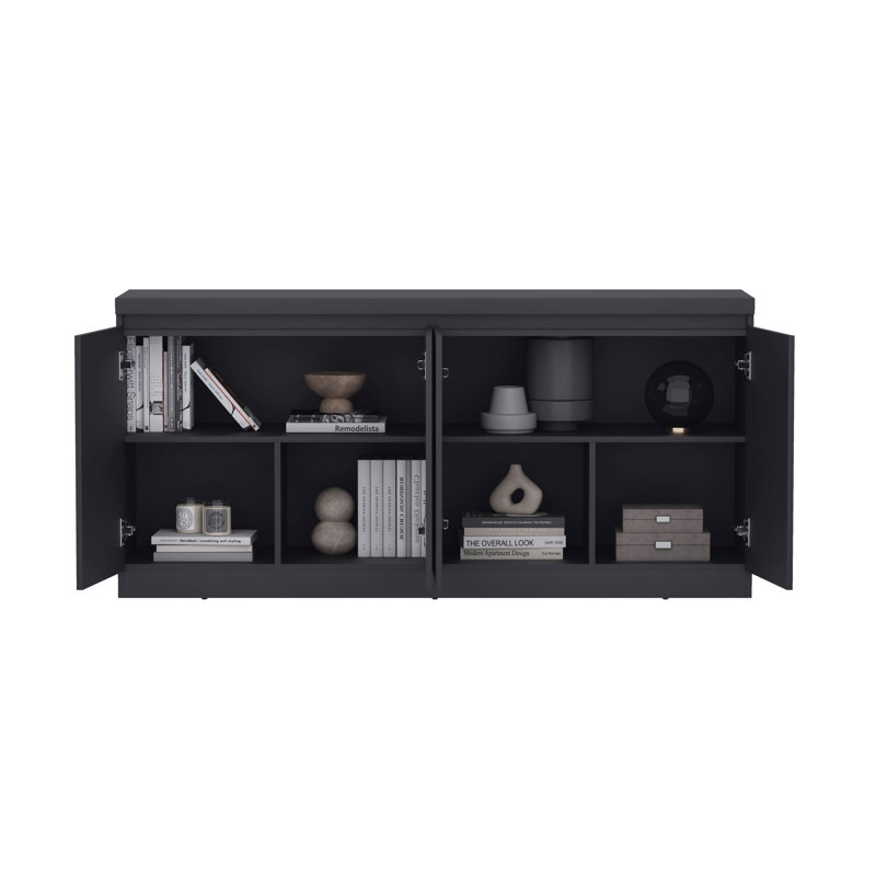 Buffet viennois contemporain de 62 po de largeur, Noir mat
