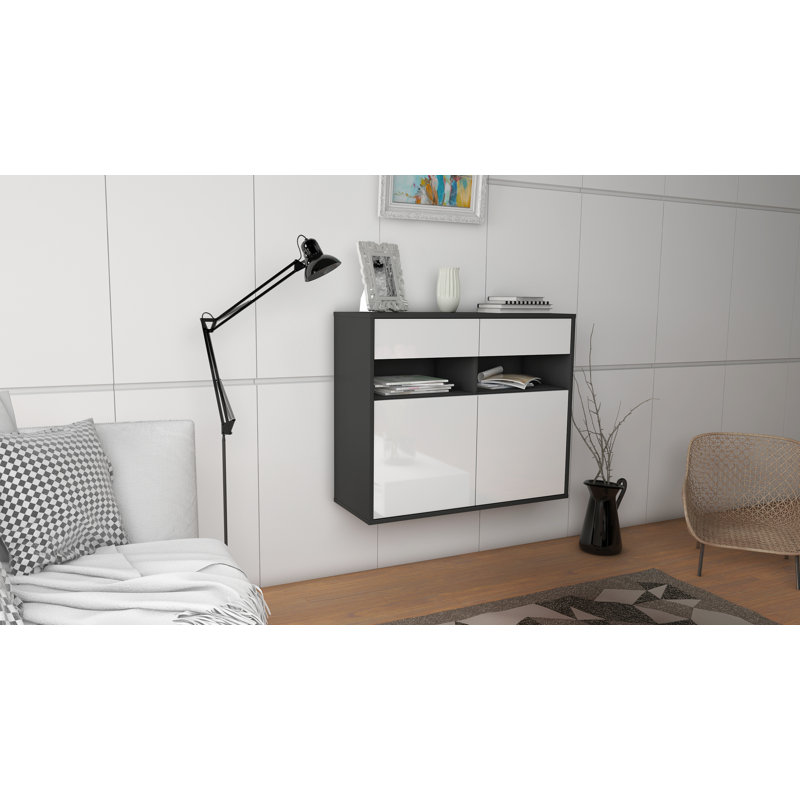 Anglers Park 92cm Sideboard, Anthracite/High Gloss White