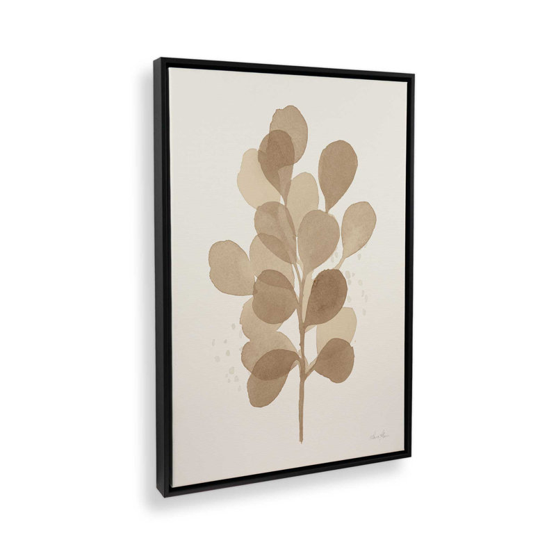 Tan Leaf Impressions I Canvas Print, 30.75" H x 20.75" W, Satin Black