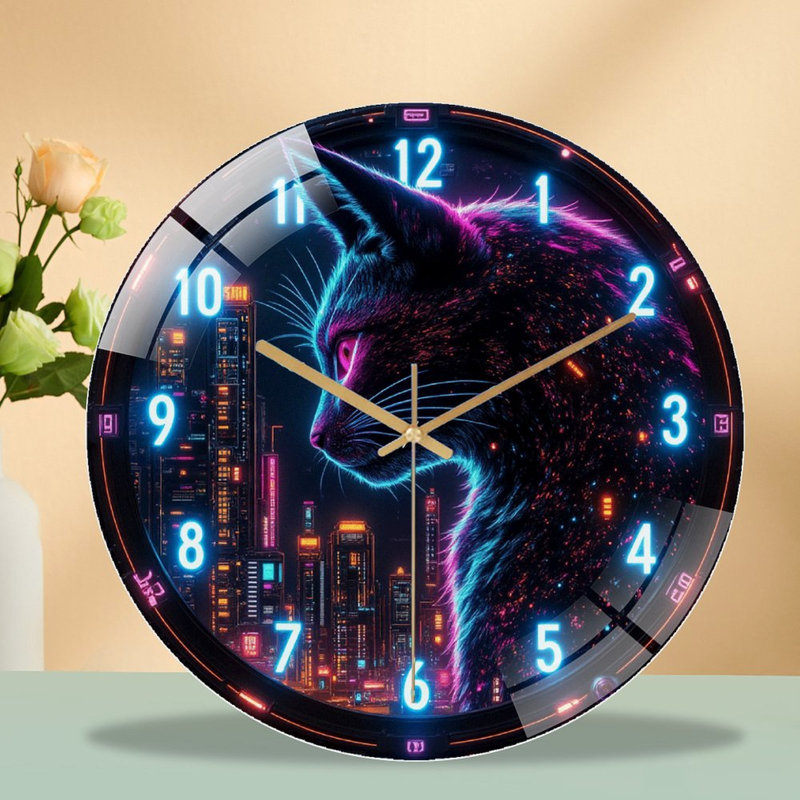 Horloge murale néon avec horloge murale 12 po