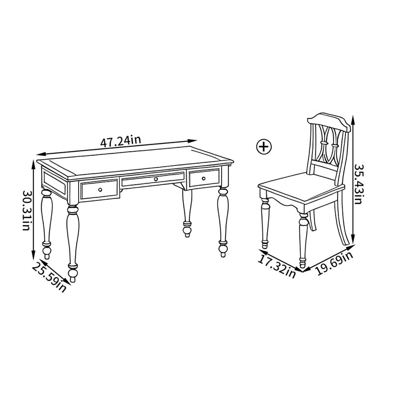 Gurminder Writing Desk Office Set with Chair