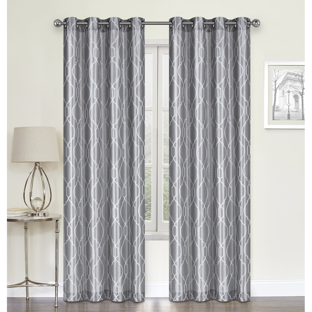 Forontenac Lattice Geometric Grommet Curtain Panels (Set of 2) Rosdorf Park Curtain 