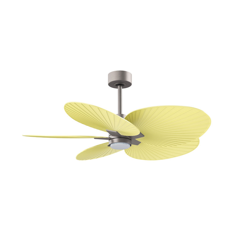 Alessandra - Ventilateur de plafond à cinq pales - DEL intégrée, Jaune clair, Nickel brossé