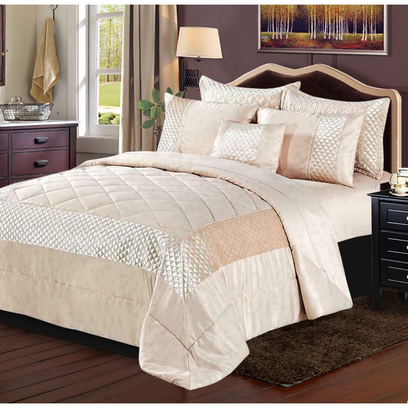 Gabel Geometric Shapes Bedspread with Pillowcases, Beige, 250 x 250 cm