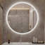 Miroir de salle de bain rond à DEL avec antibuée, température de couleur réglable et gradation, parfait pour le maquillage et le toilettage
