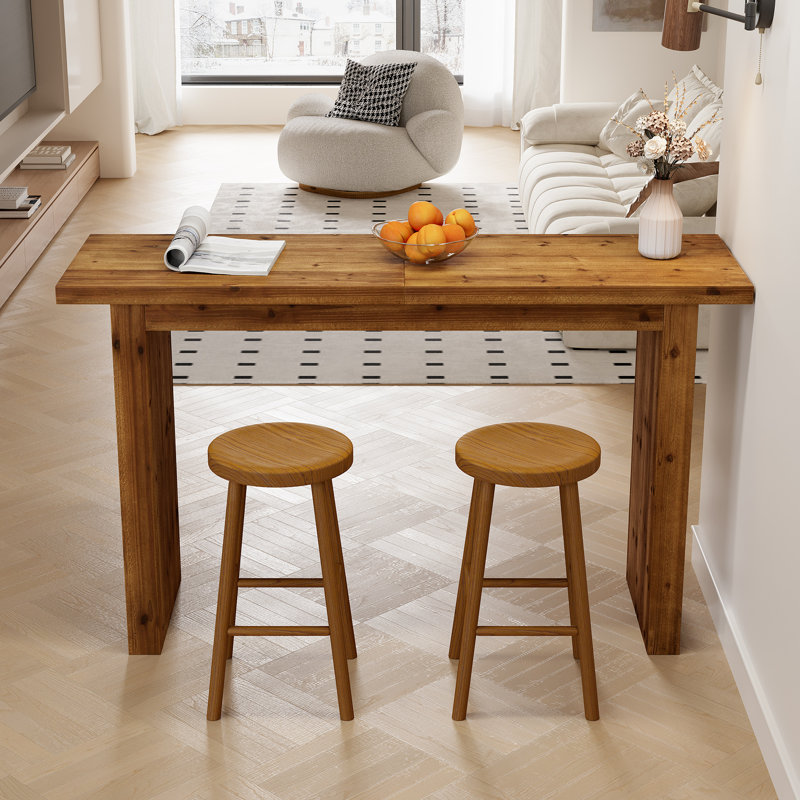 Table de salle à manger à hauteur de comptoir en bois massif 63 po