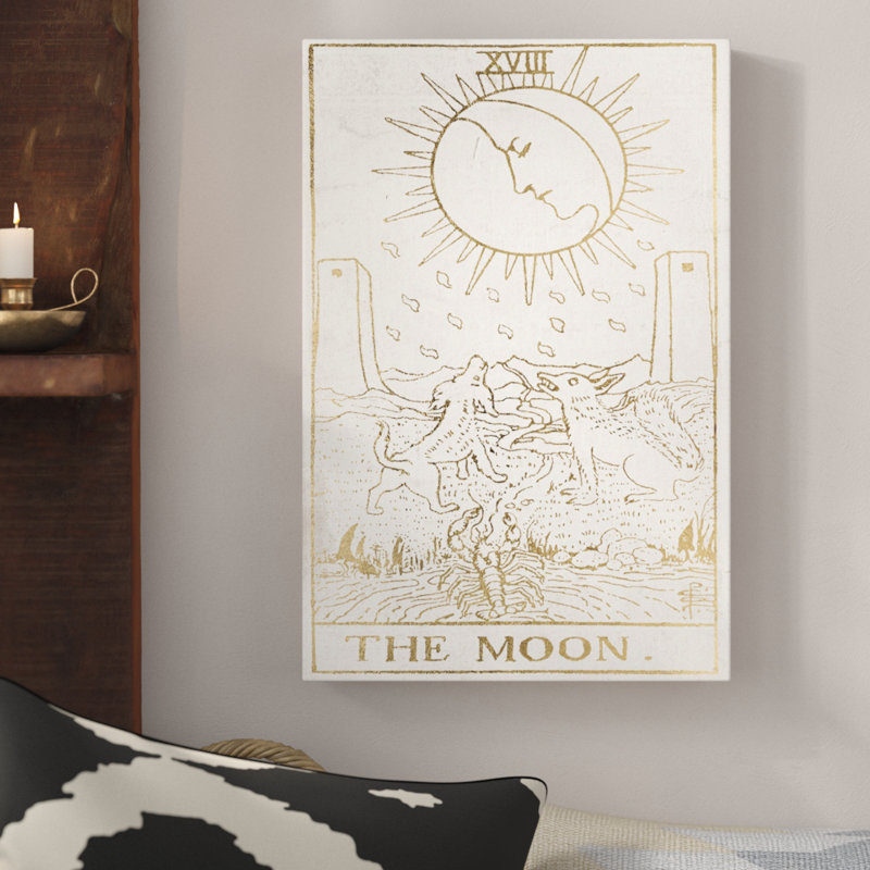 " Spiritual And Religious The Moon Tarot Luxe, Modern & Contemporary White " by Oliver Gal, 54" H x 36" W, Wrapped Canvas