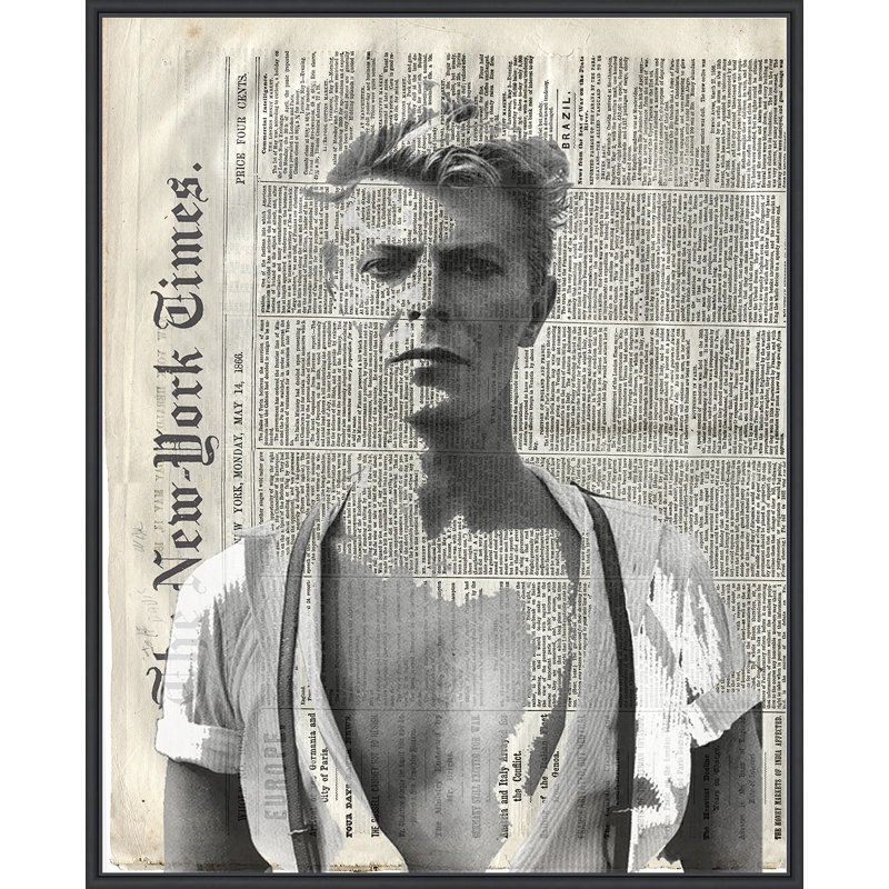 Bowie - peinture sur toile avec cadre flottant, Noir, H 22 po x l 18 po x P 2 po