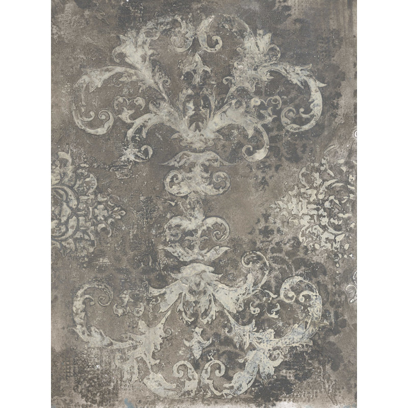 Neutre damas clair foncé 2 - peinture sur toile tendue, H 16 po x l 12 po